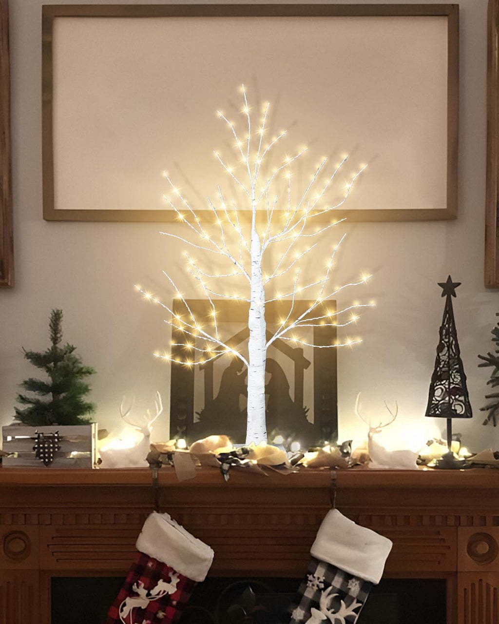 24 Inch Artificial Lighted Birch Tree with 144 LED Lights M3960