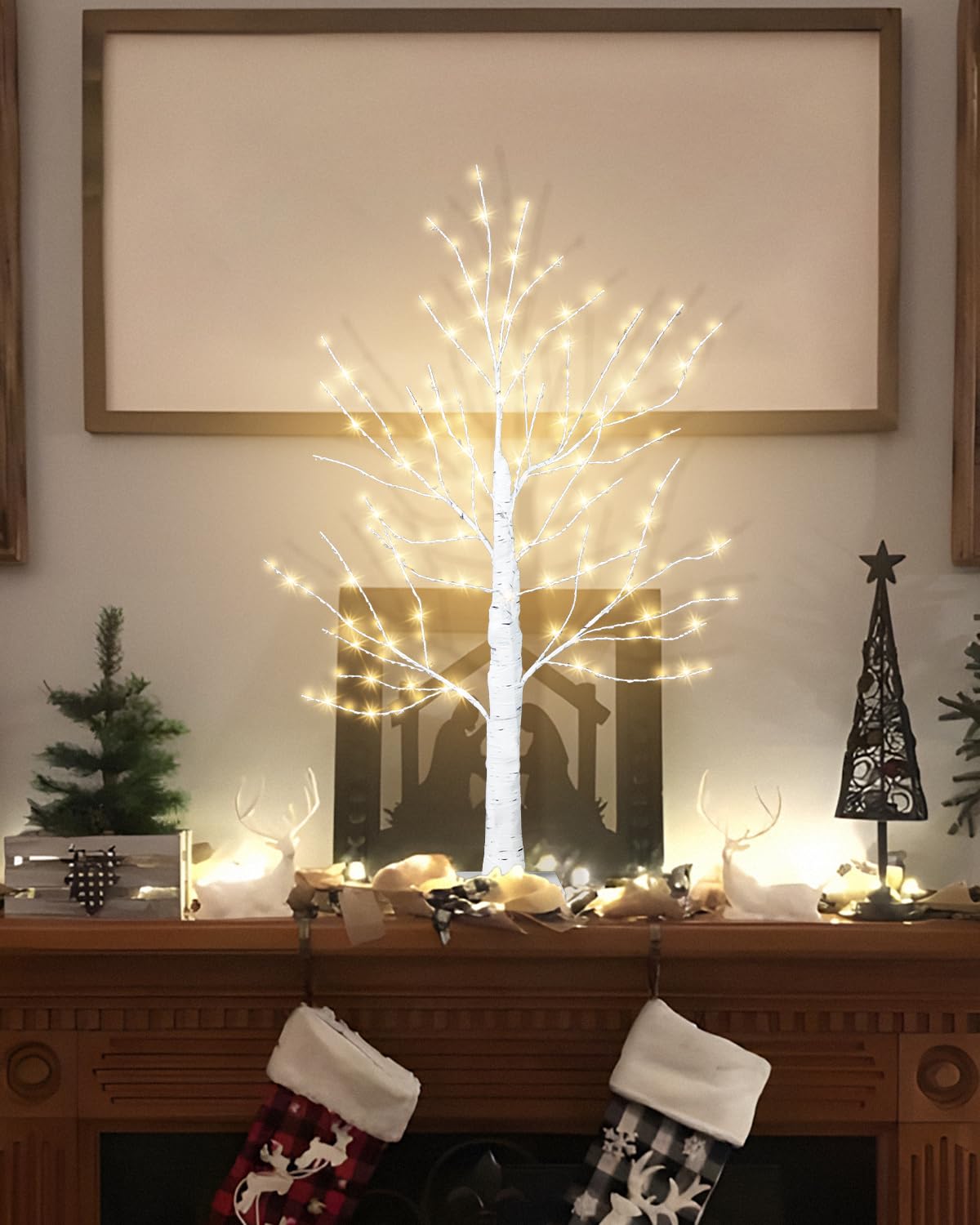 24 Inch Artificial Lighted Birch Tree with 144 LED Lights M3960