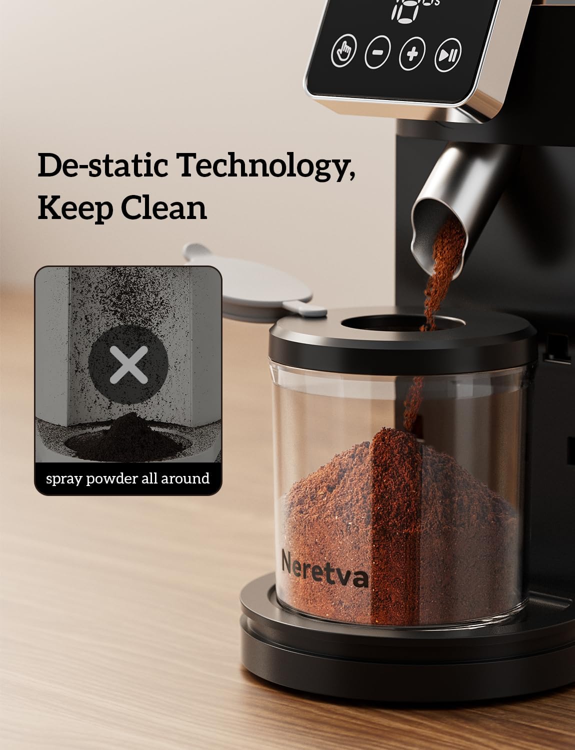 Stainless Steel Espresso Grinder with Portafilter Holder J55820