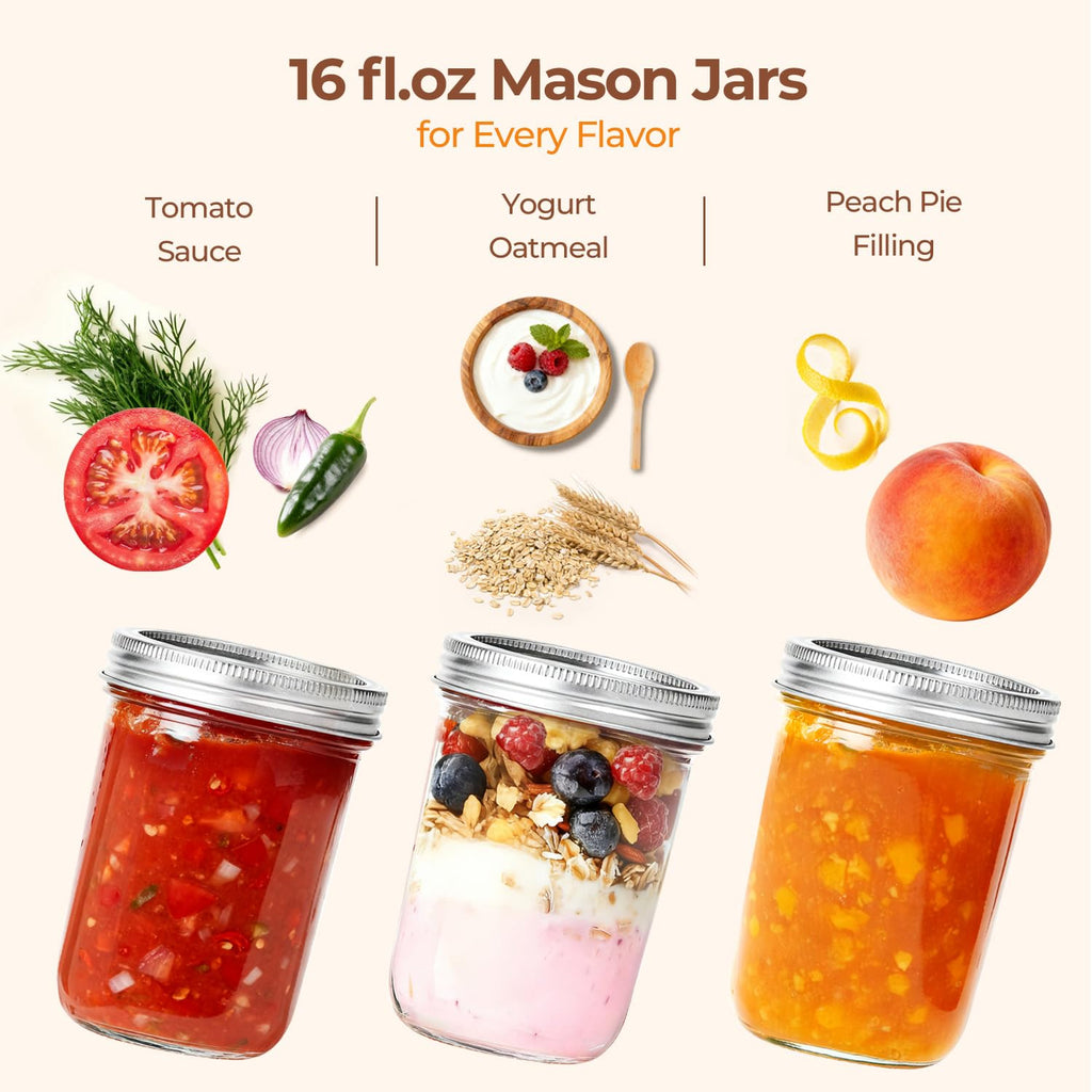 16 oz Wide Mouth Mason Jars 4 Pack V10625