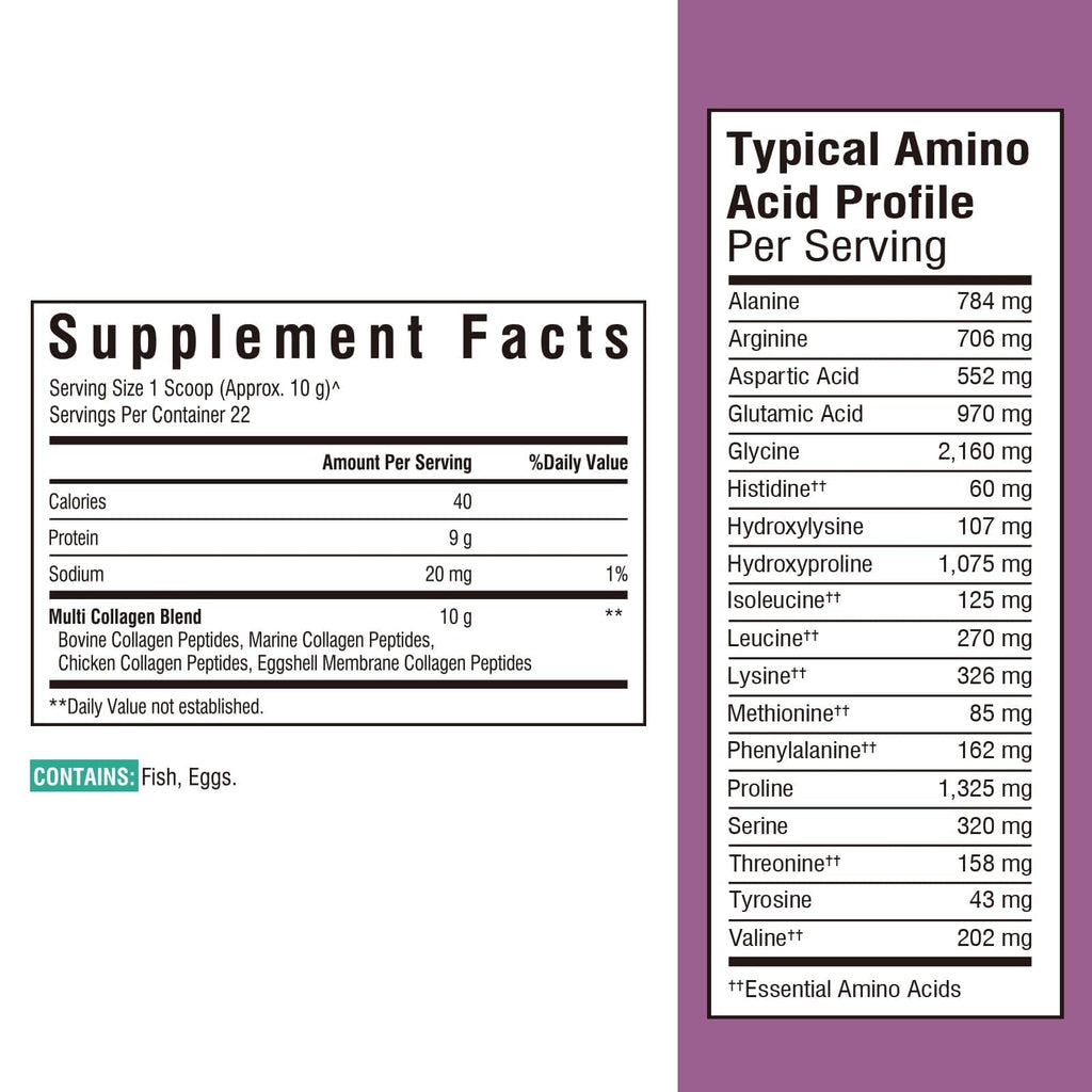 Multi Collagen Peptides Powder Type I II III V X Unflavored 8oz F358516