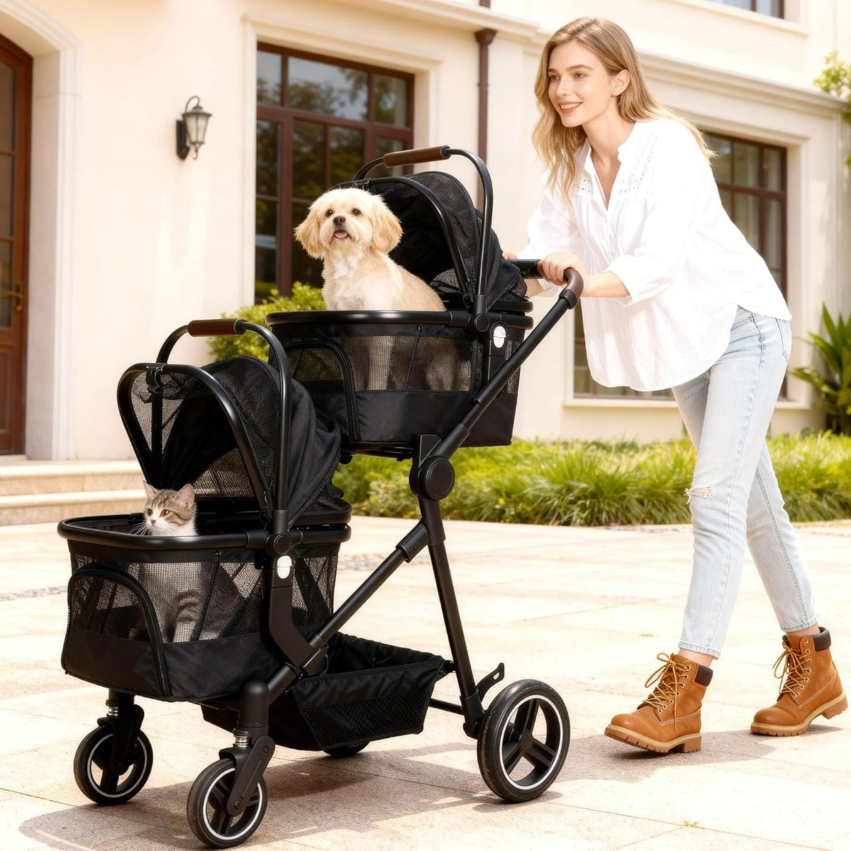 Foldable Double Pet Stroller X77160