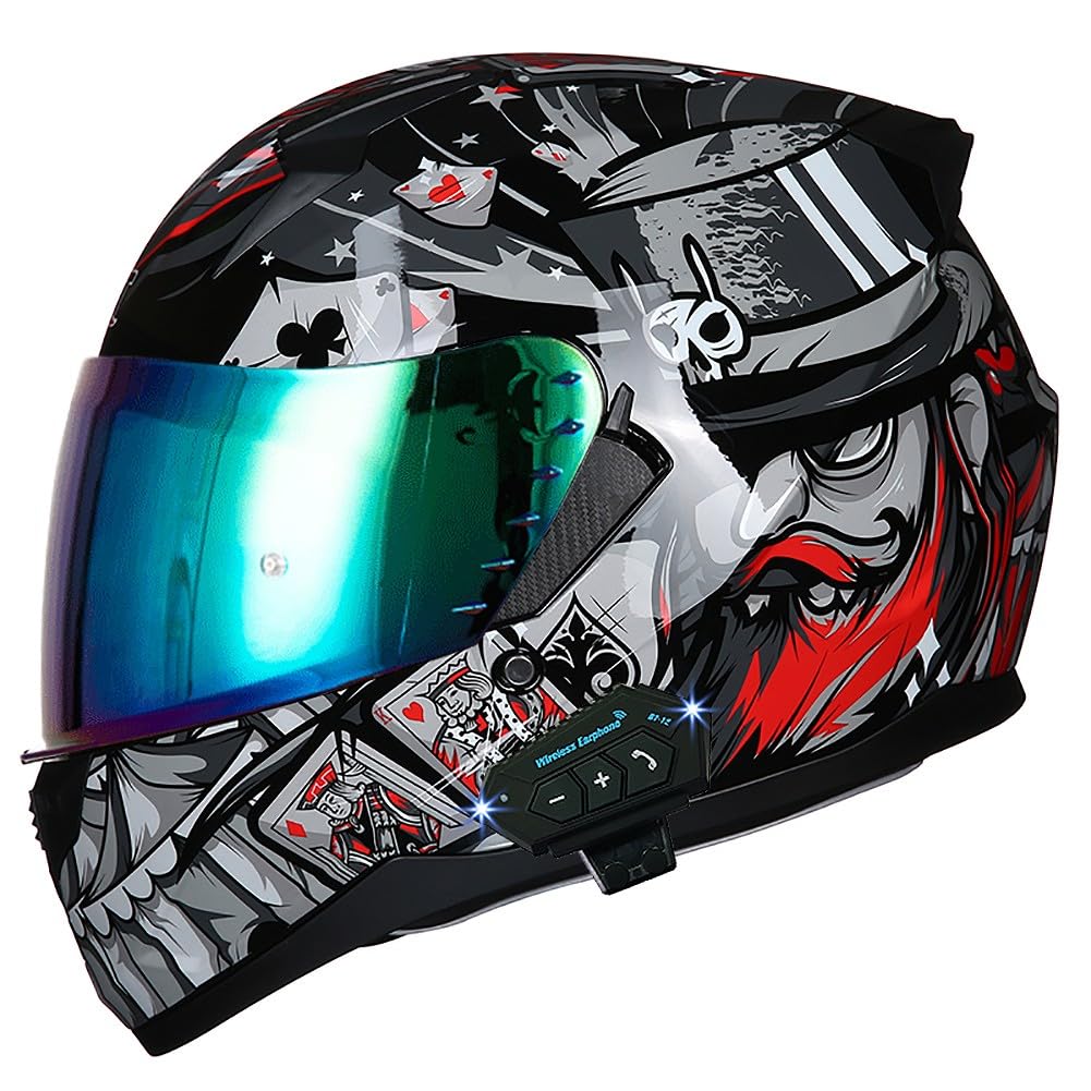 Bluetooth Motorcycle Helmet Anti-Fog Flip Up Full Face DOT Approved L607