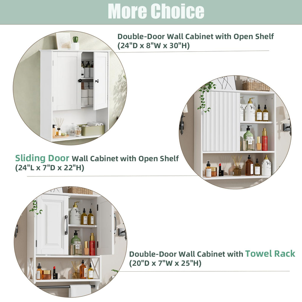 30" x 24" White Wooden Bathroom Wall Cabinet Y691