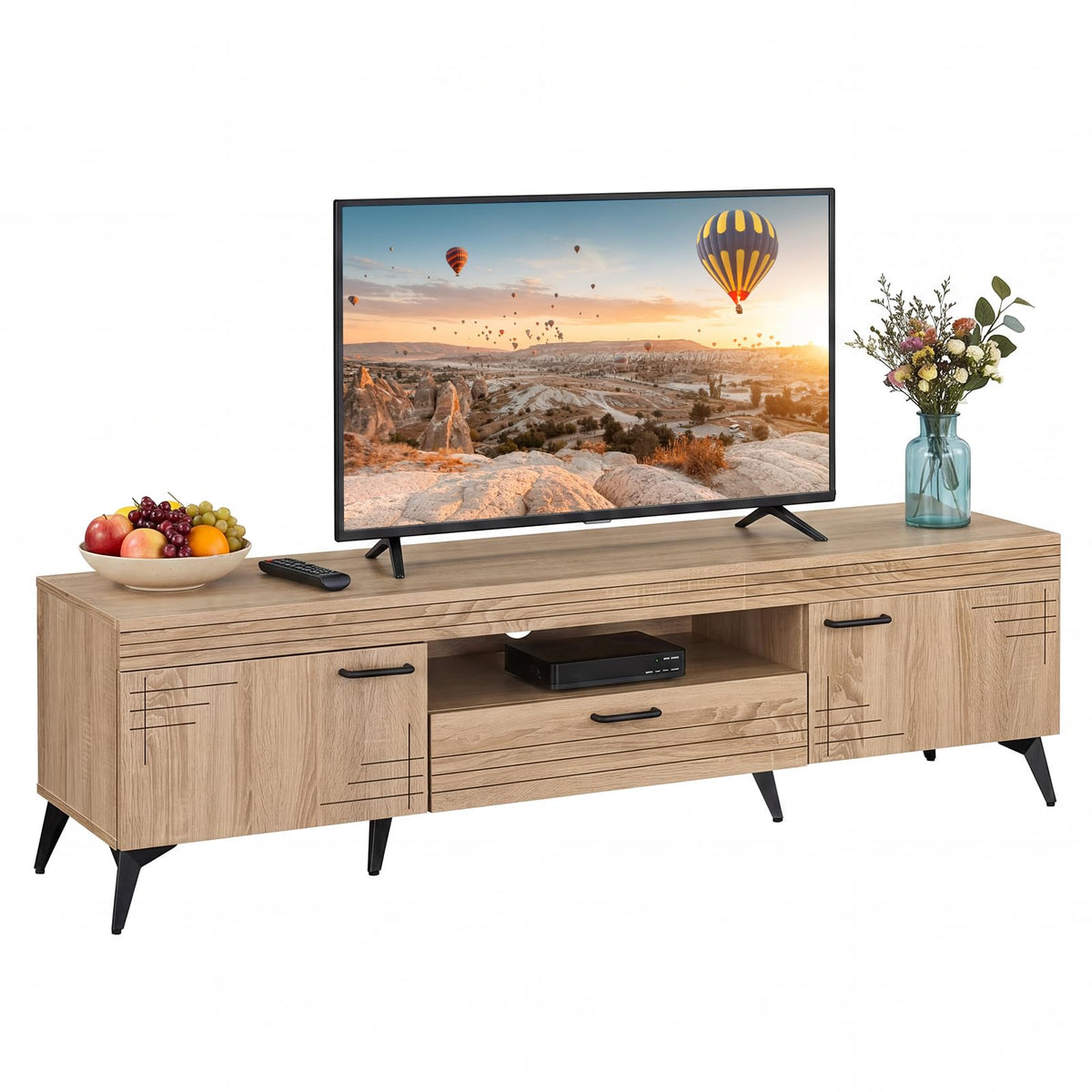 Mid Century Modern TV Stand with Storage Drawer and Open Shelf R143