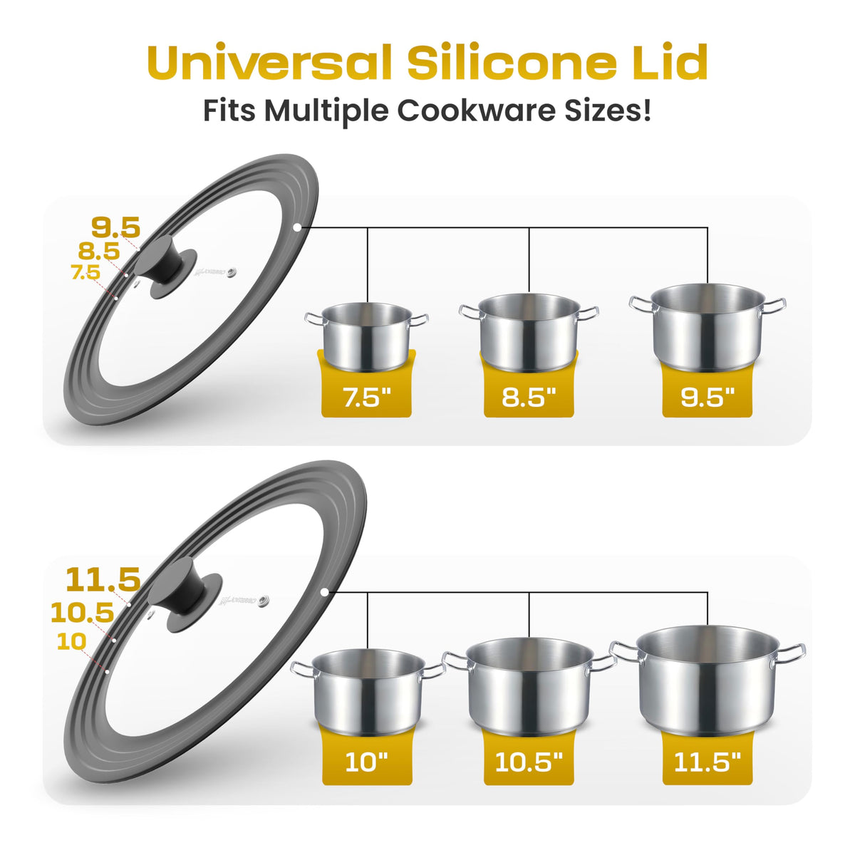 Universal Lid for Pots, Pans & Skillets, 7.5-11.5" E904436