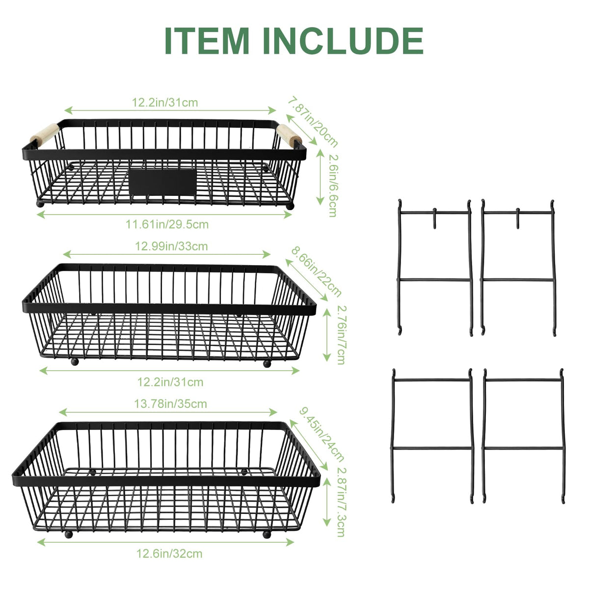 3 Tier Black Mesh Fruit Basket with 2 Banana Hangers G1700