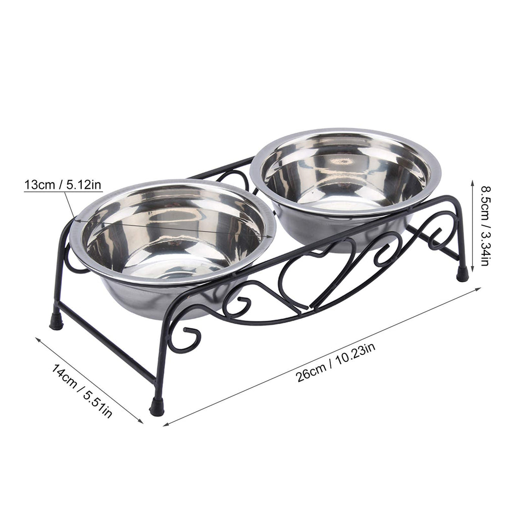 Double Stainless Steel Elevated Dog Bowls with Iron Stand A26155