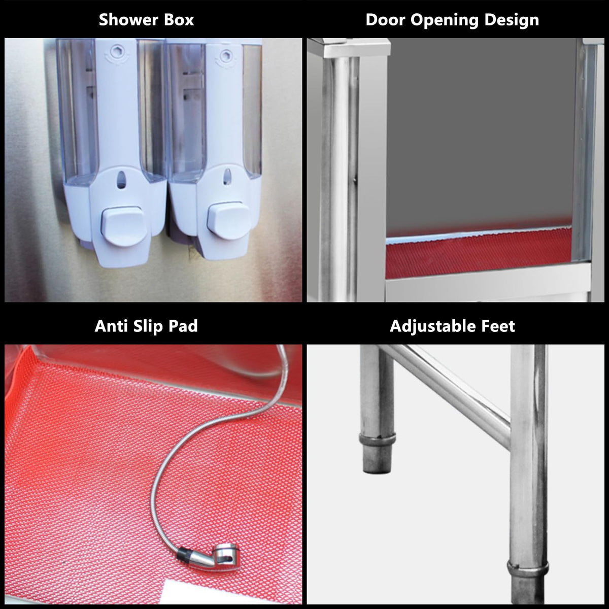 47 Inch Stainless Steel Dog Grooming Tub with Walk-in Stairs R32688