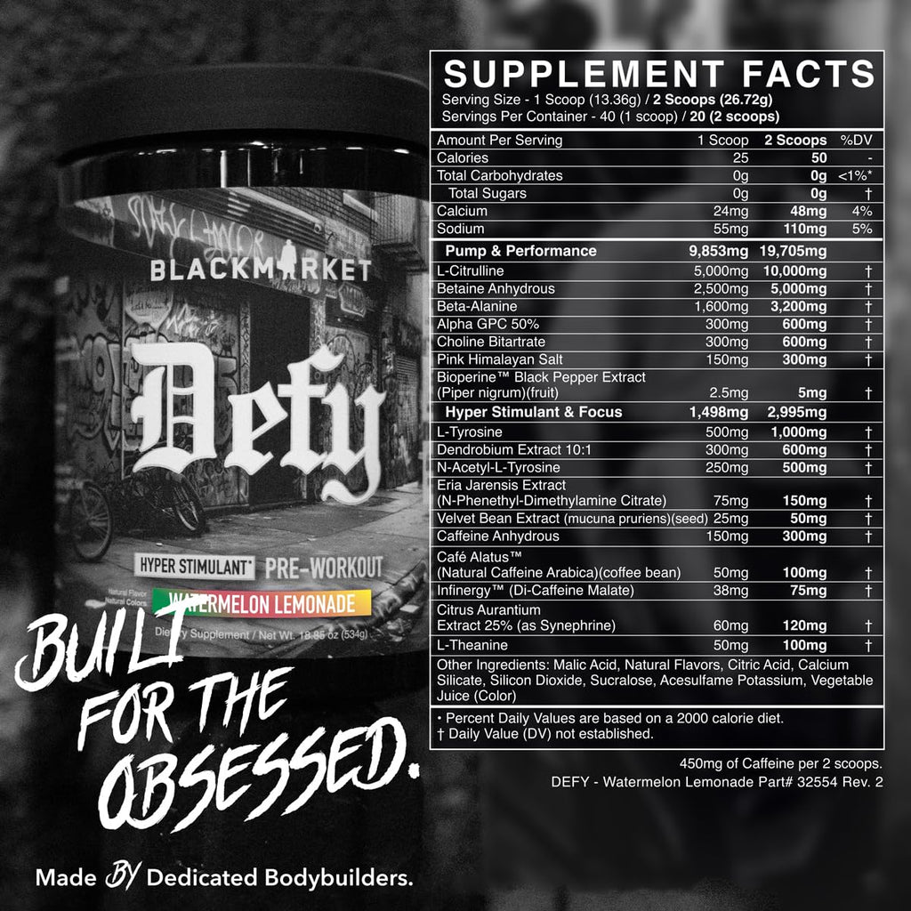 High-Stimulant Pre-Workout Powder Watermelon Lemonade 40 Servings Z694