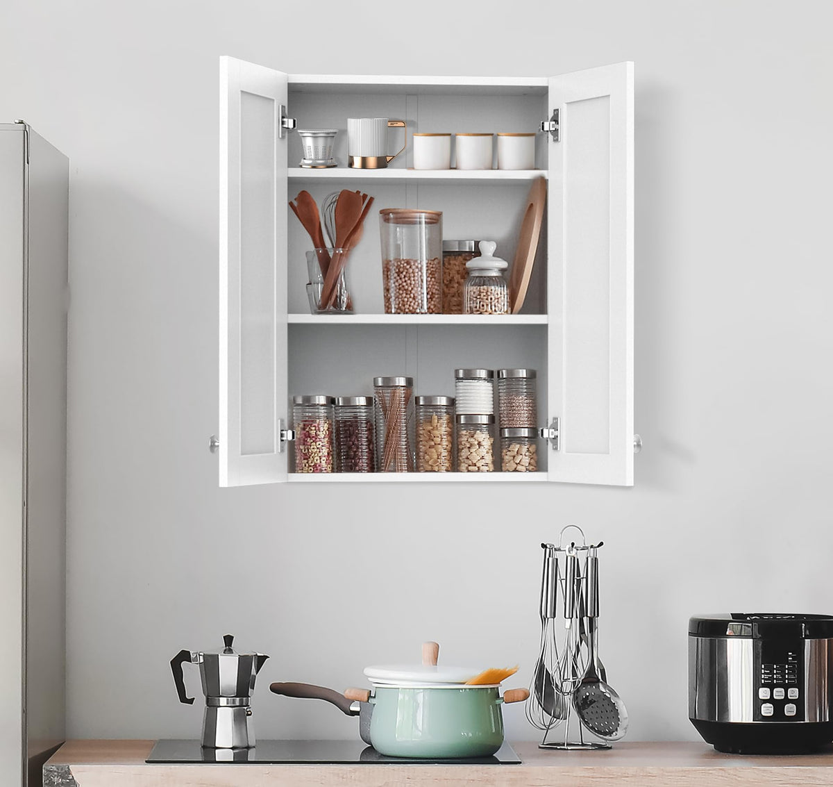 Wall Mounted White Bathroom Storage Cabinet 20x28 inch Q617307