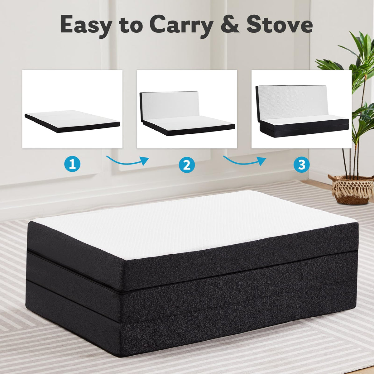 Twin Memory Foam 3 inch Folding Topper with Washable Cover V968