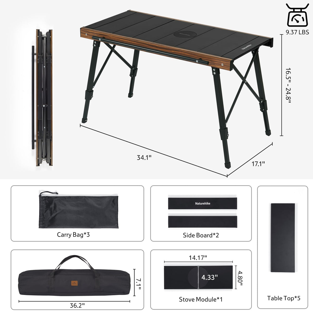 Camping Table Height Adjustable T5960