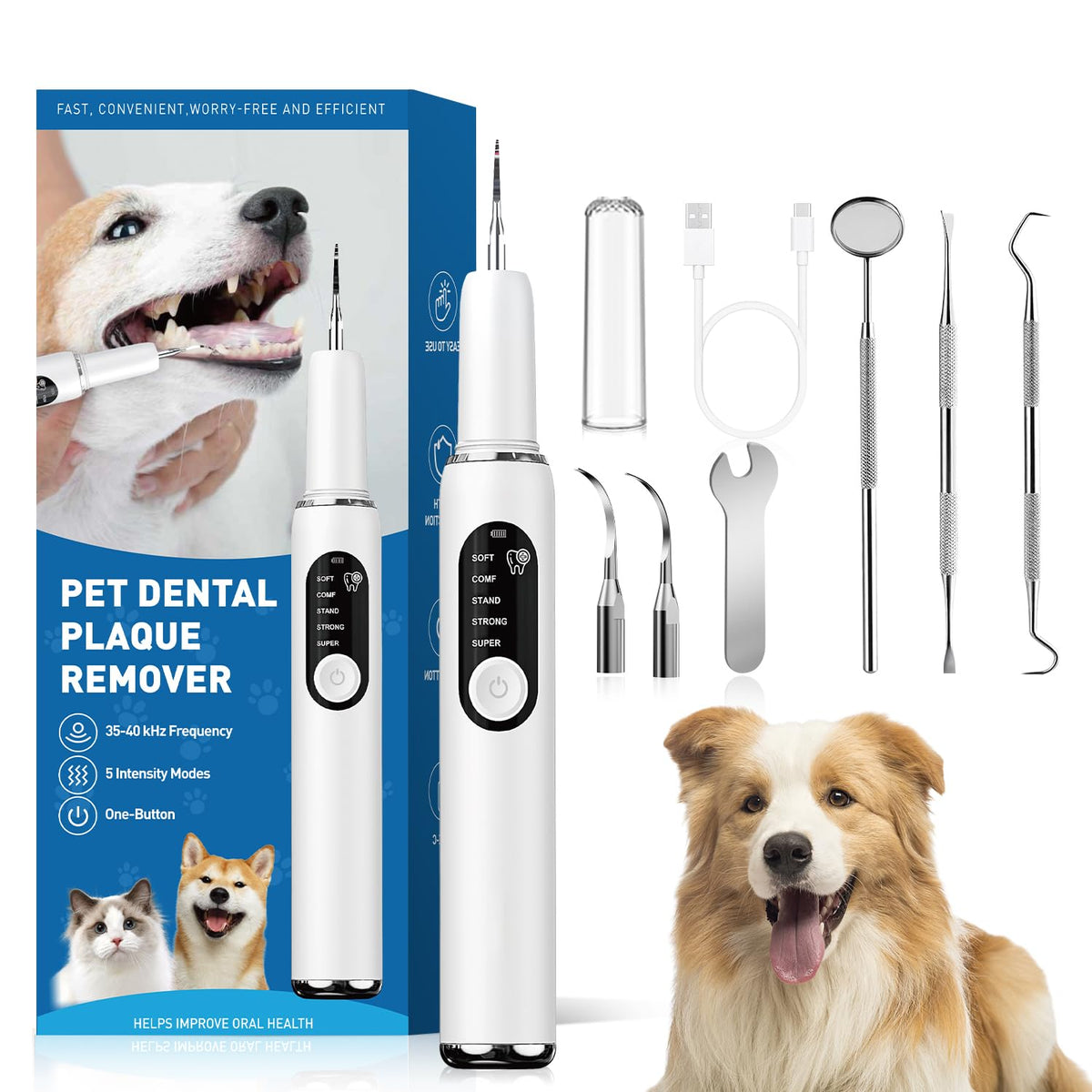 White Dog Teeth Cleaning Kit with LED Light L691