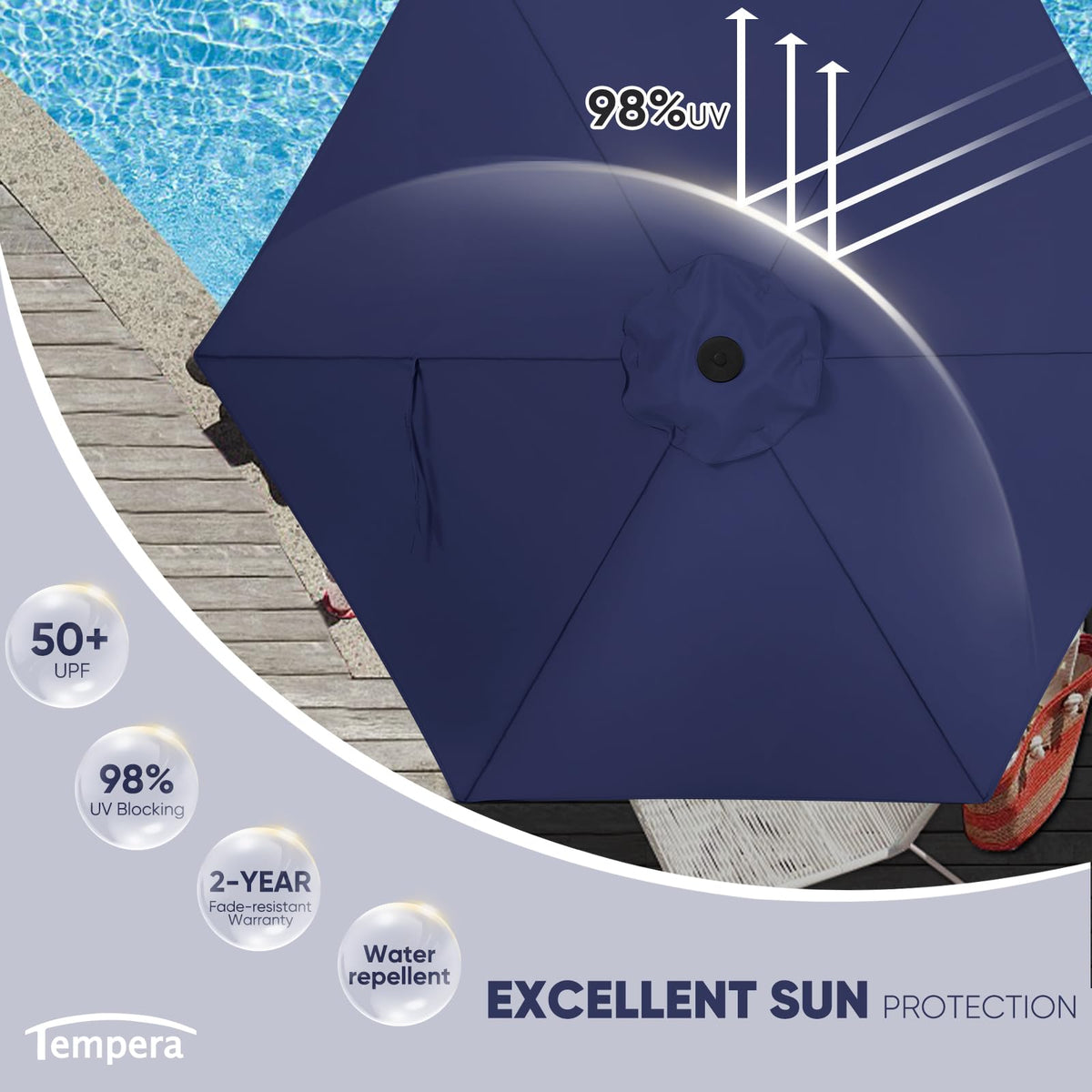 Patio Market Outdoor Table Umbrella with Push Button Tilt and Crank F433280