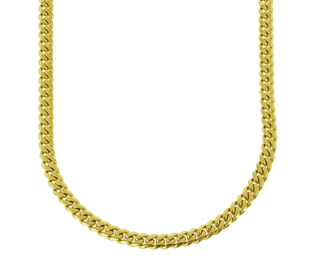 Miami Cuban Link Chain 18k Yellow Gold Plated Stainless Steel Necklace 30 inches R4677