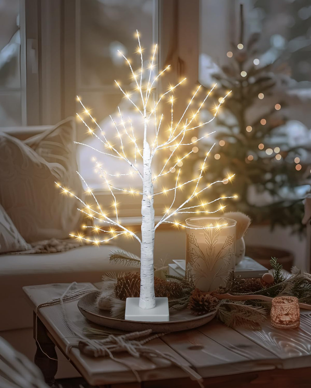 24 Inch Artificial Lighted Birch Tree with 144 LED Lights M3960