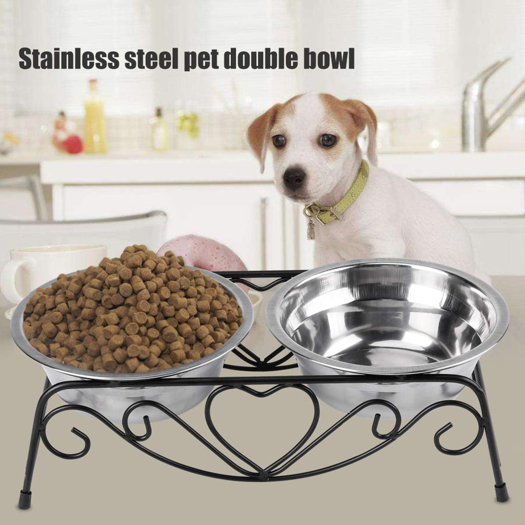 Double Stainless Steel Elevated Dog Bowls with Iron Stand A26155