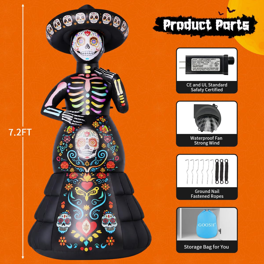 7.2FT Halloween Inflatable Ghost Bride with LED Lights F409893