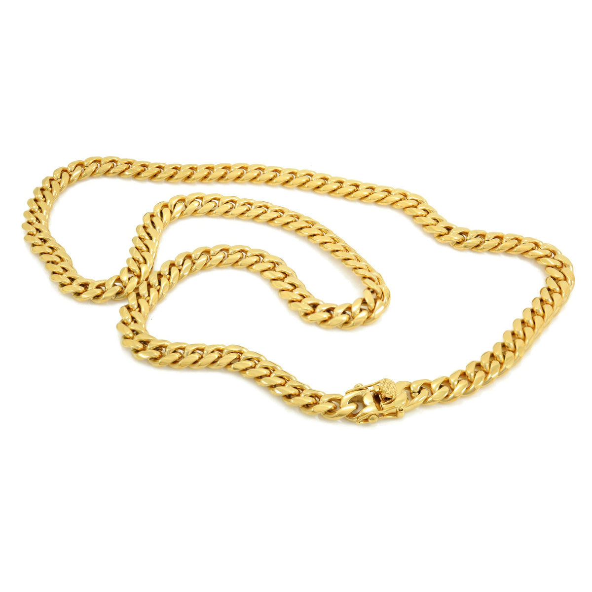 Miami Cuban Link Chain 18k Yellow Gold Plated Stainless Steel Necklace 30 inches R4677
