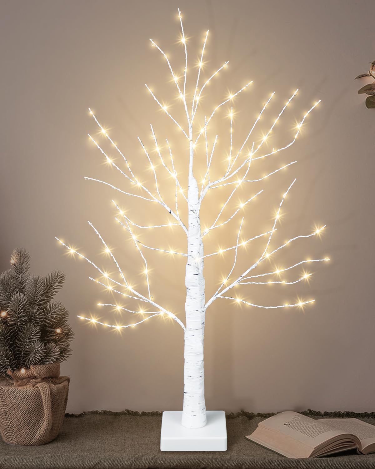 24 Inch Artificial Lighted Birch Tree with 144 LED Lights M3960