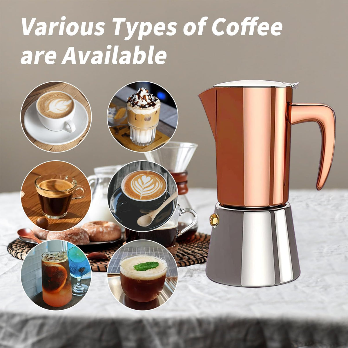Stainless Steel Moka Pot Espresso Maker 6 Cups J3621