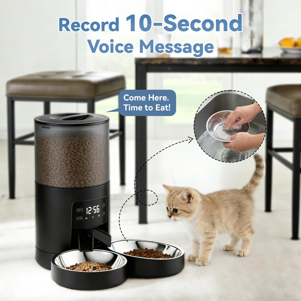 Automatic Cat Feeder 6L Black Y9531