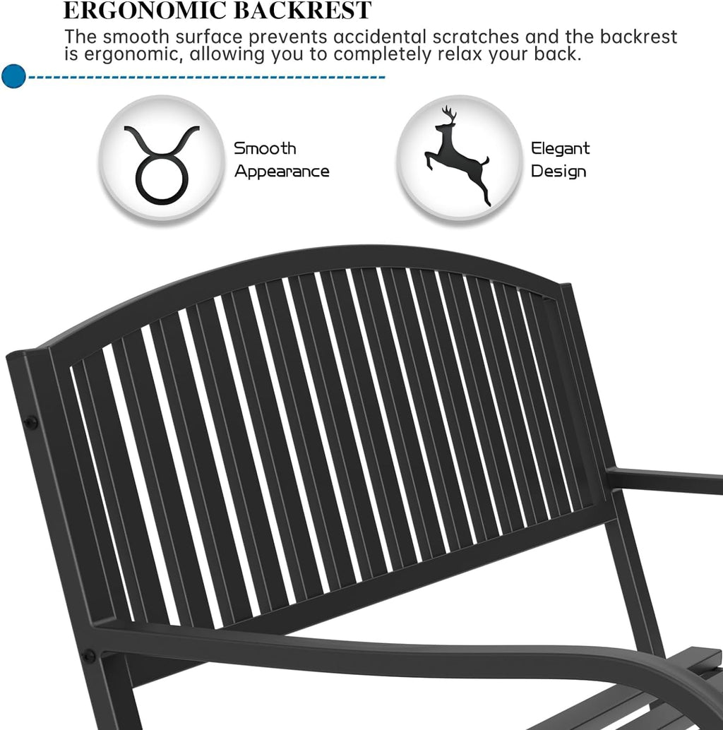 50'' Weatherproof Cast Iron Metal Outdoor Bench I65111