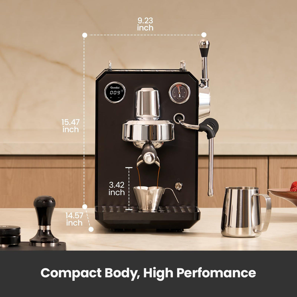 1500W Espresso Machine and Coffee Grinder Bundle with Milk Frother, Black N338