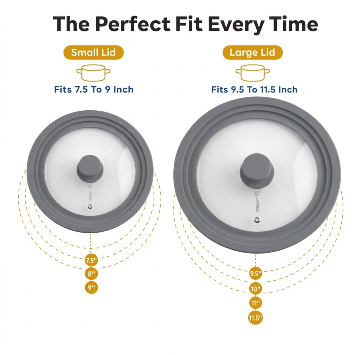 Universal Lid for Pots, Pans & Skillets, 7.5-11.5" E904436
