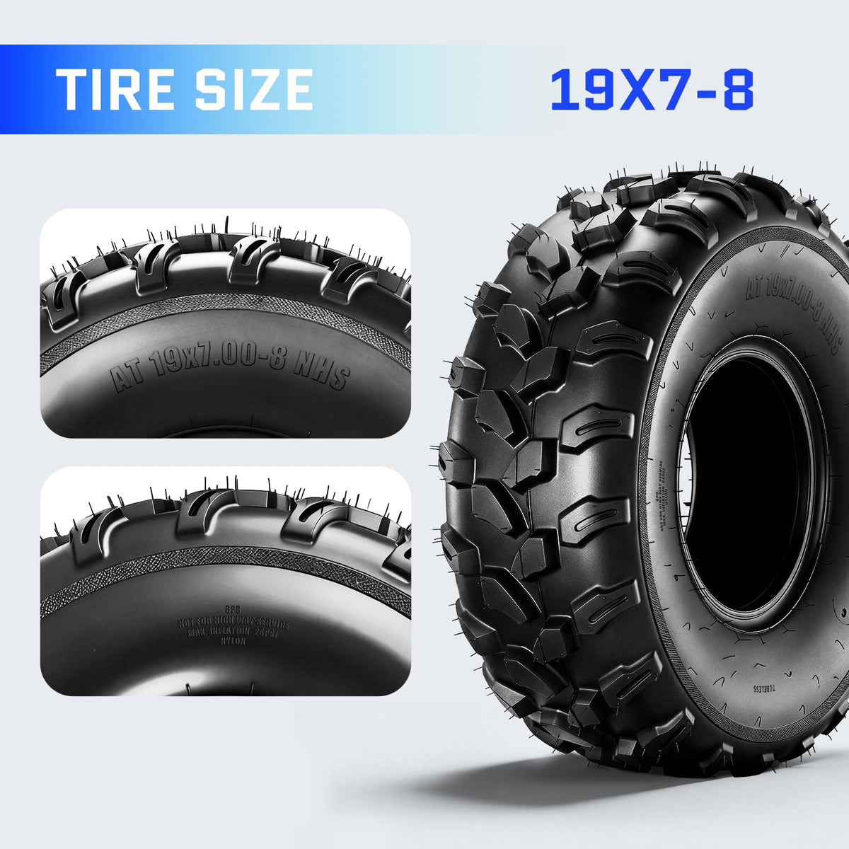 19x7-8 ATV Tires 6PR All-Terrain Tubeless Pack of 2 G562219