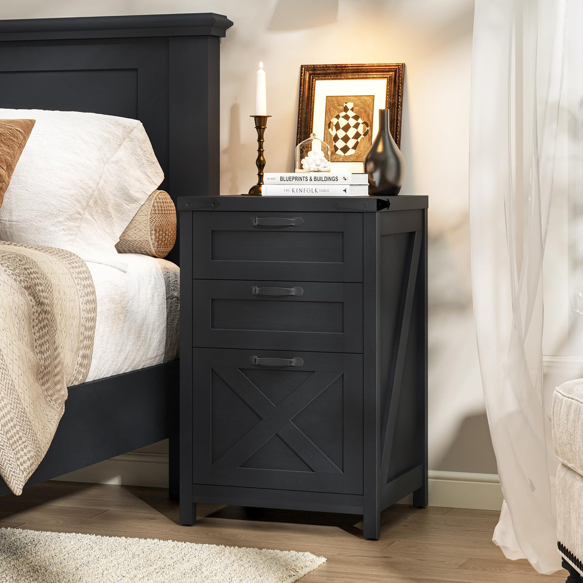 Black 3 Drawer File Cabinet W457069