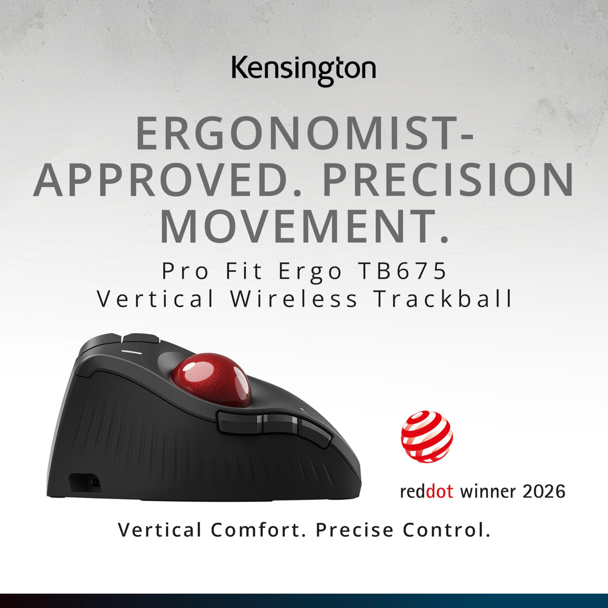 Wireless Vertical Trackball Mouse, Rechargeable - Black U205