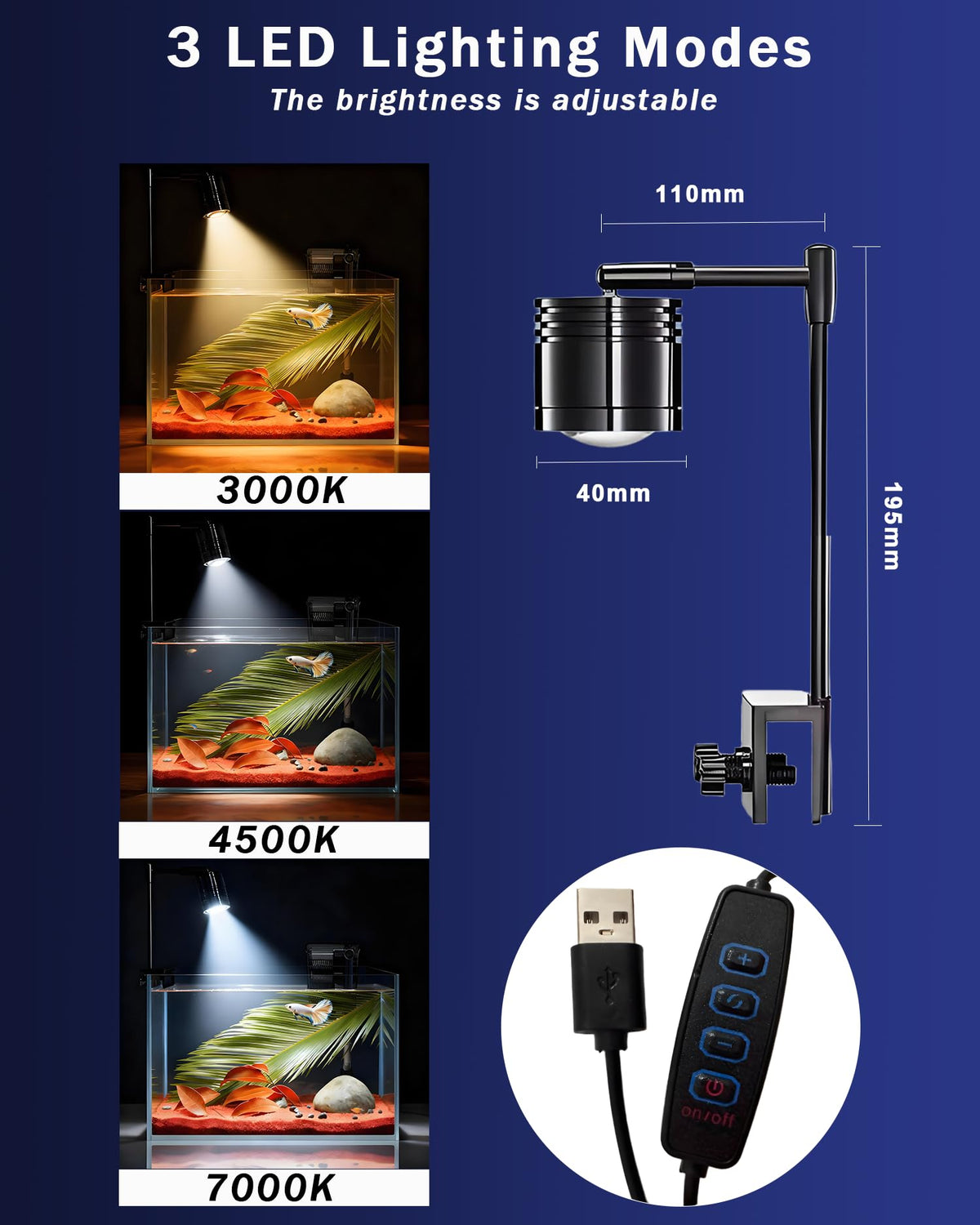 3 Gallon Ultra-Clear Glass Fish Tank with Filter and Led Light X538