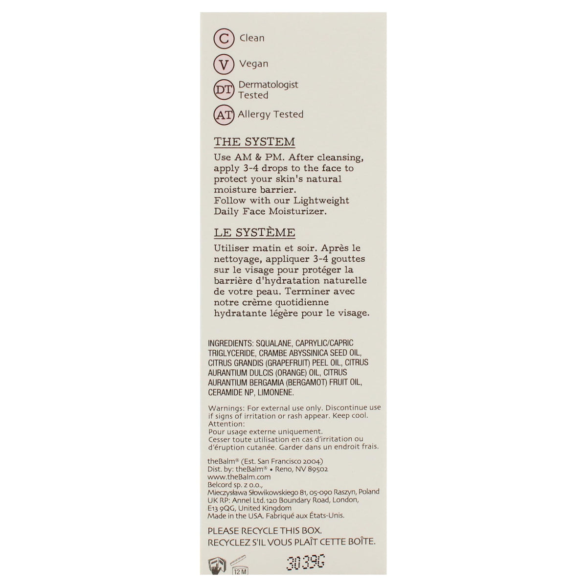 Face Oil 1 oz W1786