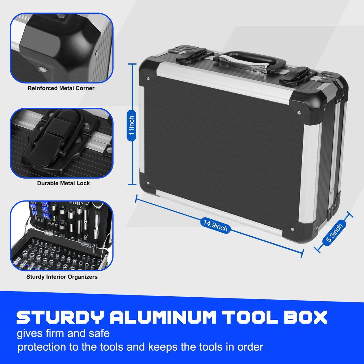 240-Pieces Mechanic Tool Set with Aluminium Tool Box C878