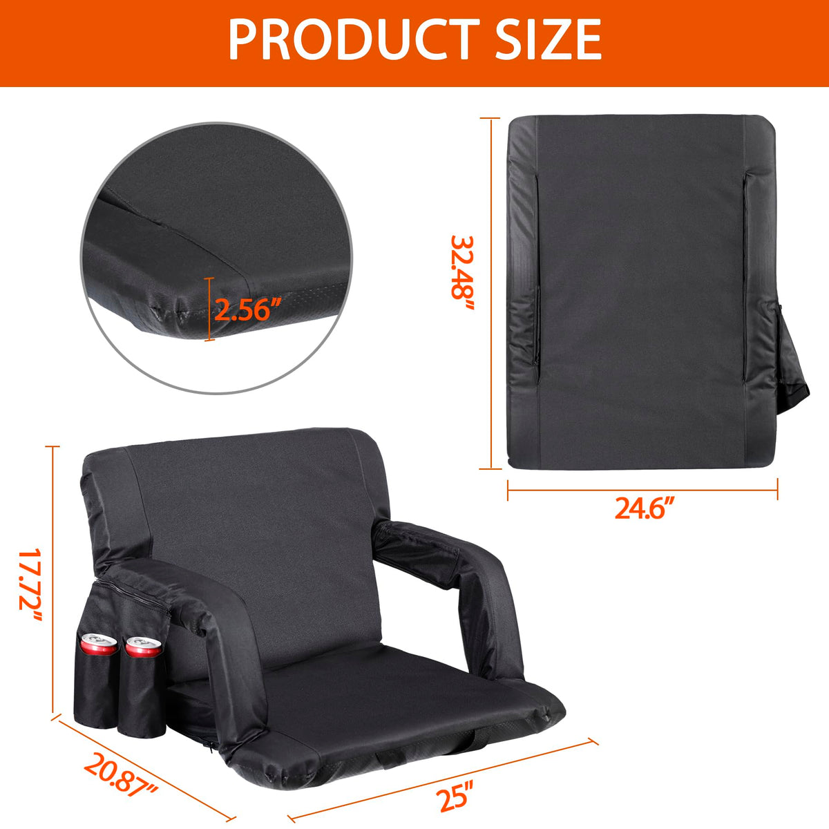 2 Pack Folding Bleacher Chairs with Cushion C44810
