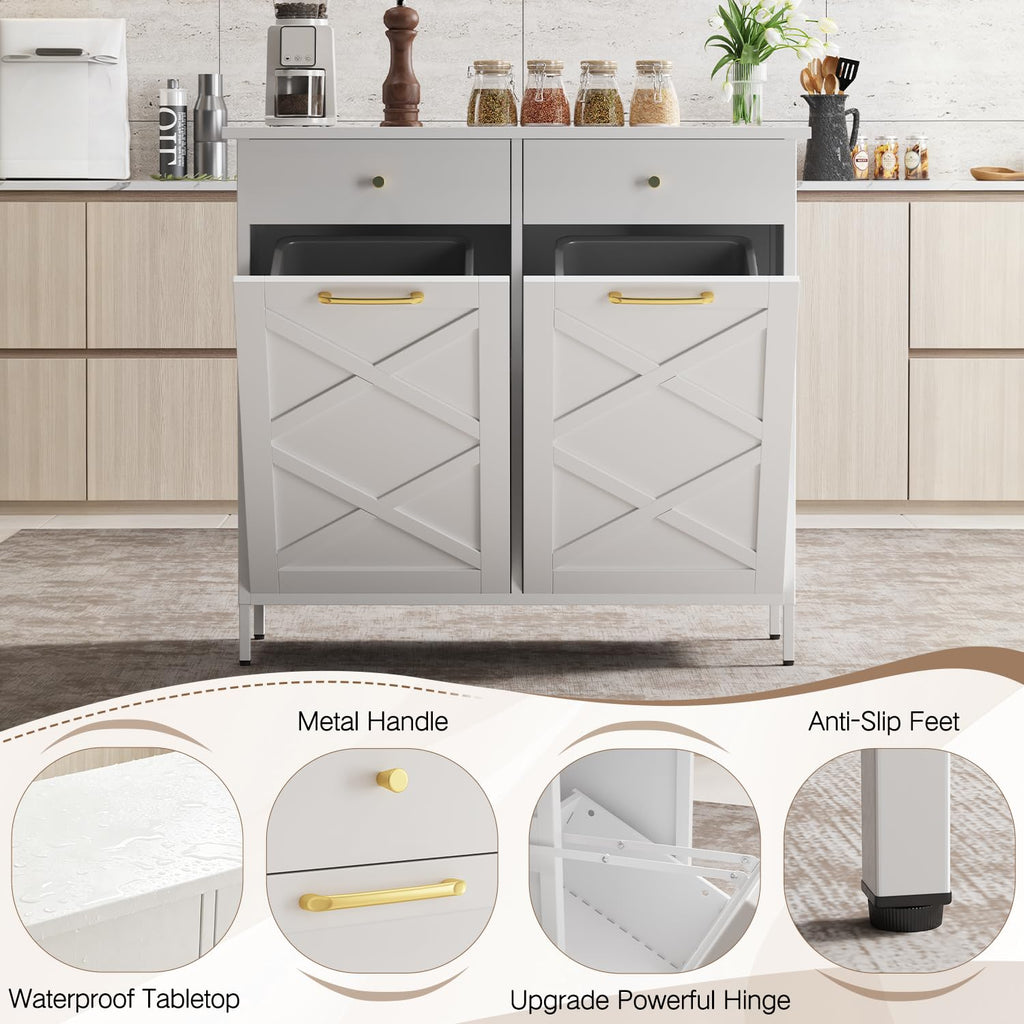 10 Gallon Metal Double Tilt Out Trash Can Cabinet N39925