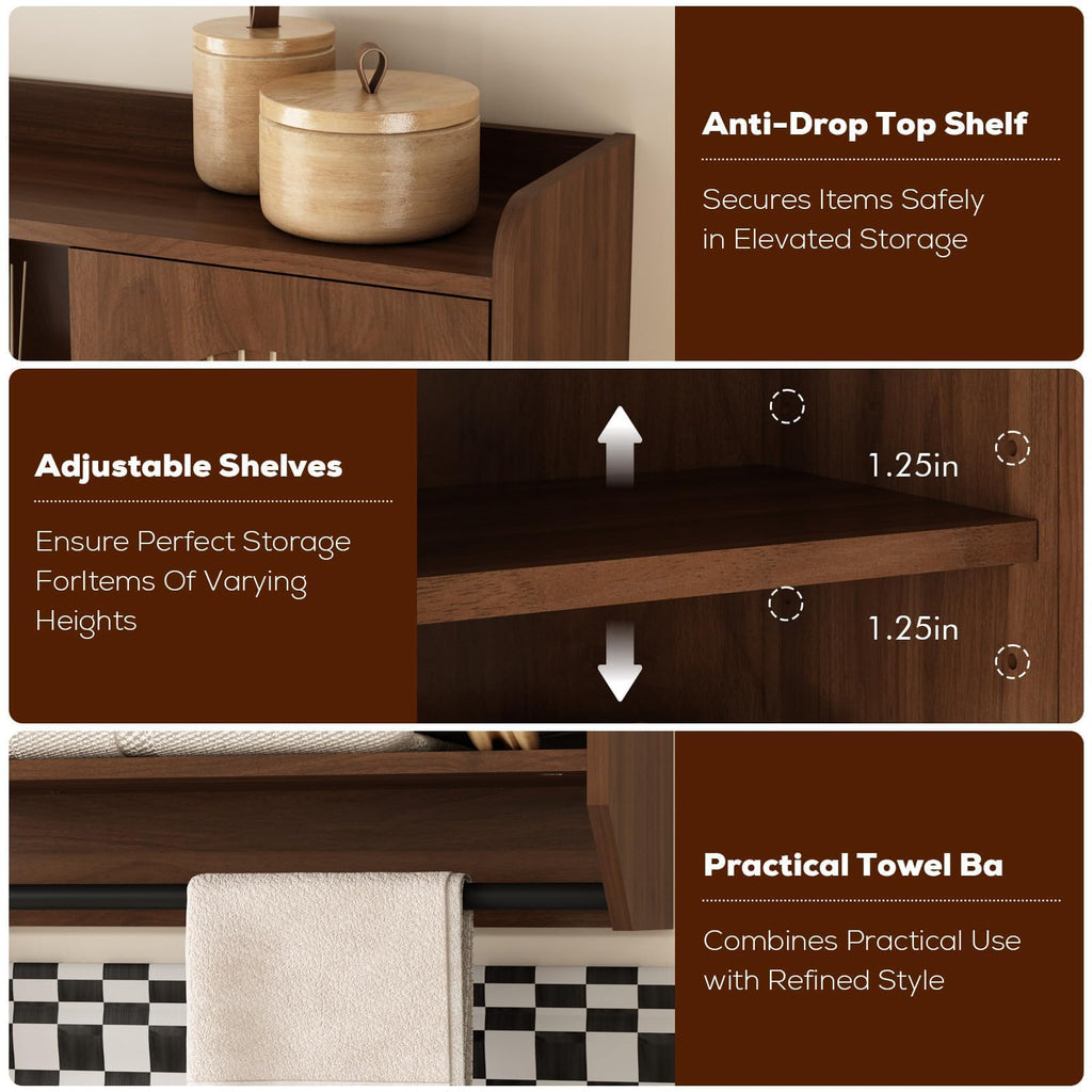 Fluted Wall Cabinet with Arched Doors & Adjustable Shelves U38674