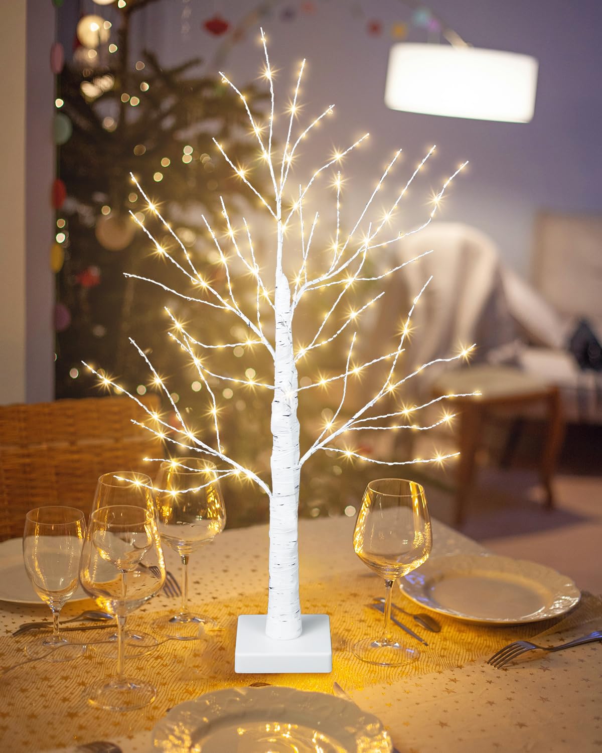 24 Inch Artificial Lighted Birch Tree with 144 LED Lights M3960