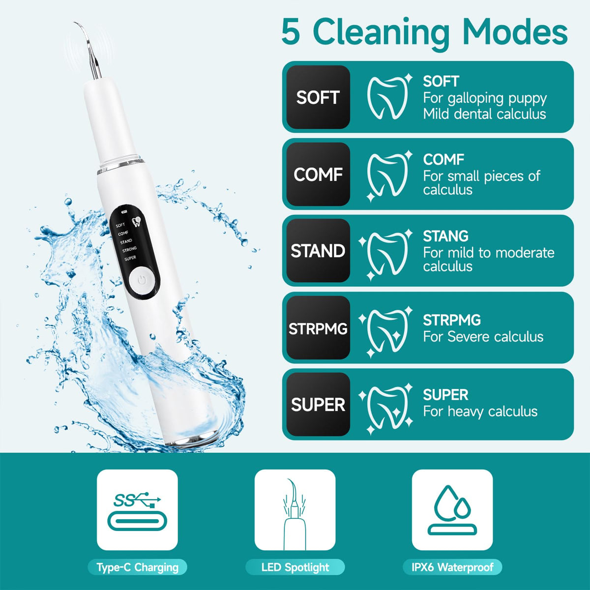 White Dog Teeth Cleaning Kit with LED Light L691