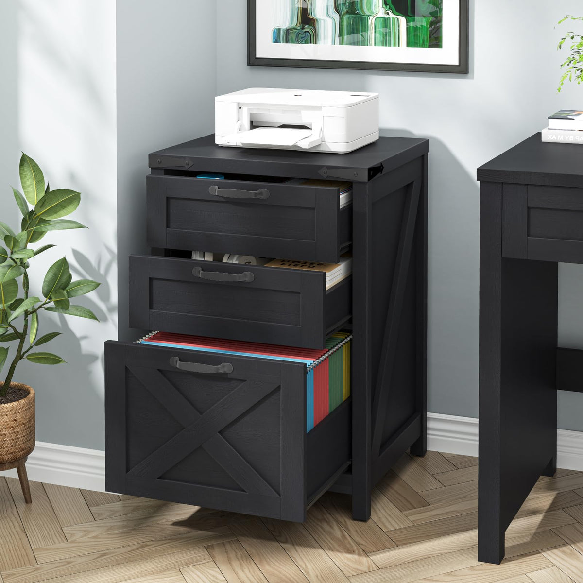 Black 3 Drawer File Cabinet W457069