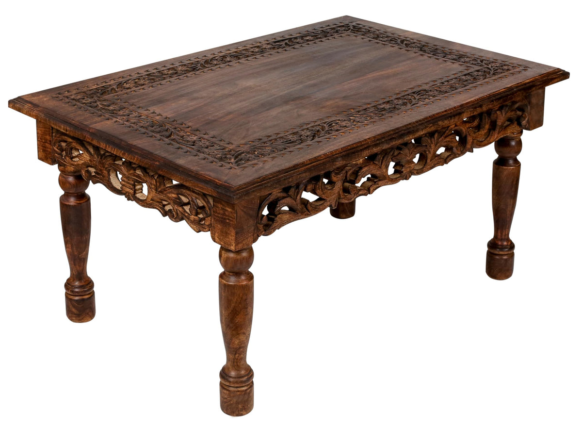 Farmhouse Coffee Table 36x24x18 Jali Carved Wood T679721