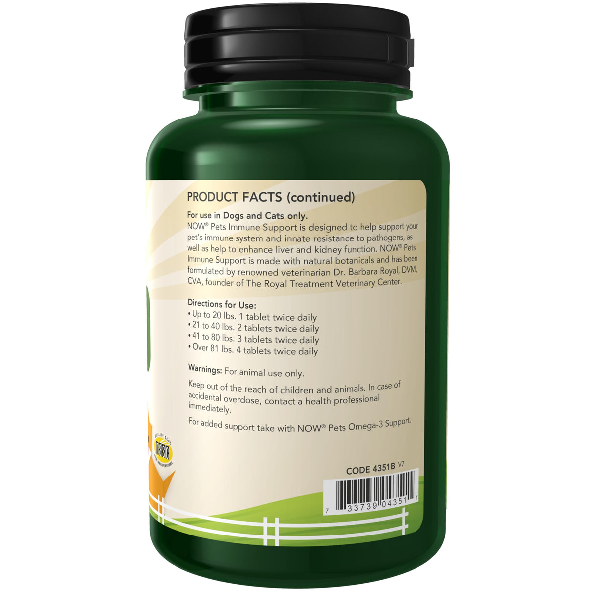 Immune Support Supplement for Cats & Dogs 90 Chewable Tablets J36722