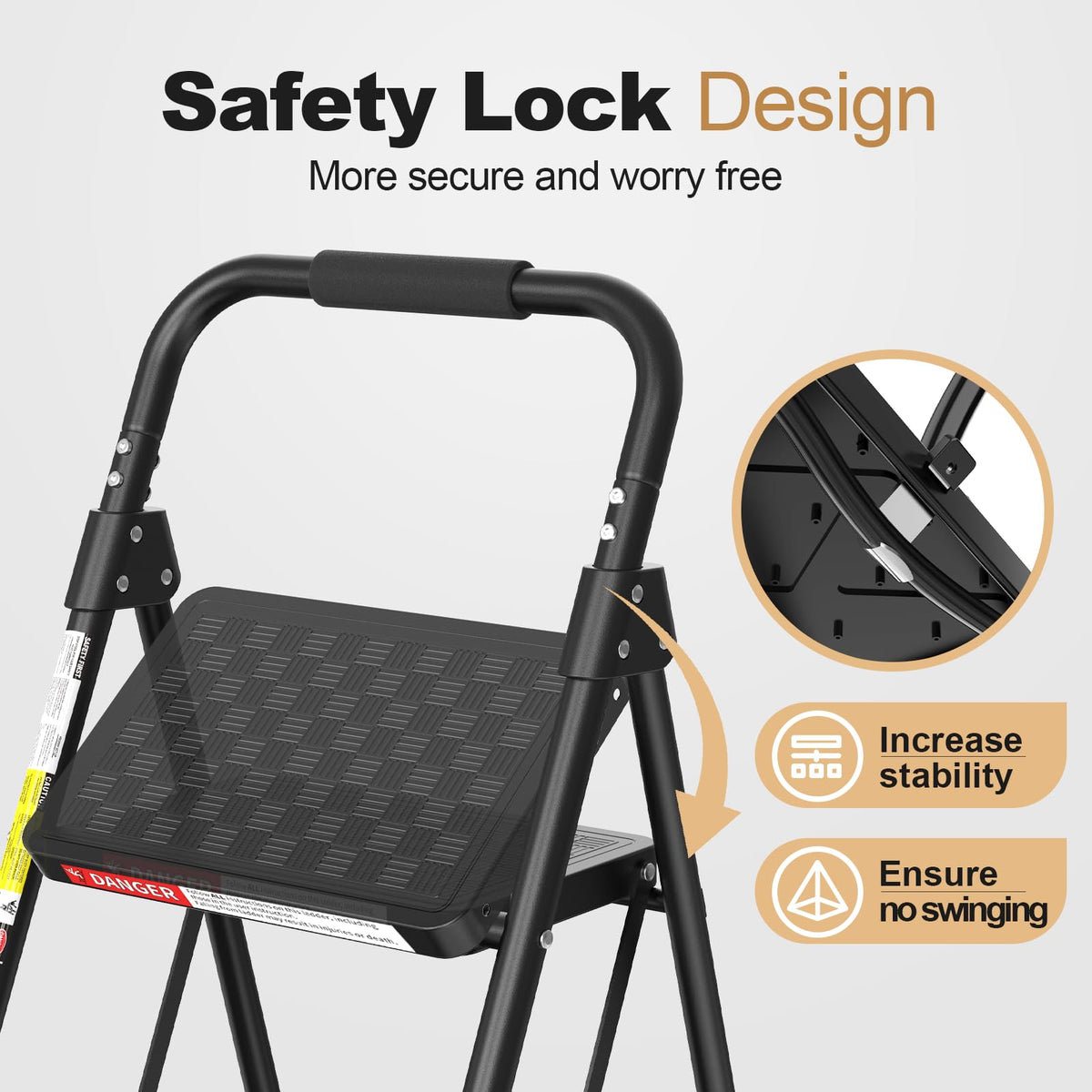 4 Step Ladder with Anti-Slip Pedal and Cushioned Handle P901