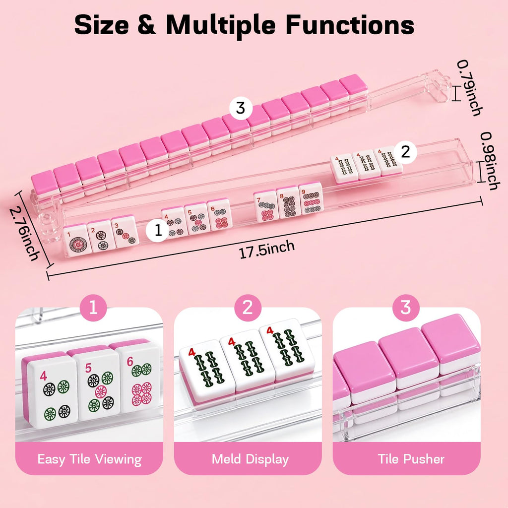 Clear Acrylic Mahjong Racks with Pushers Set of 4 V2154
