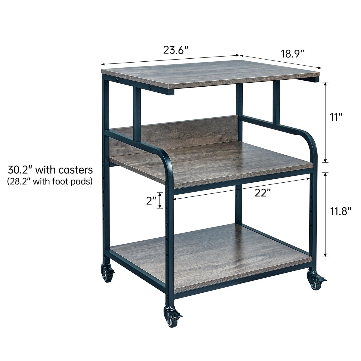 Gray Printer Stand with Storage J8552