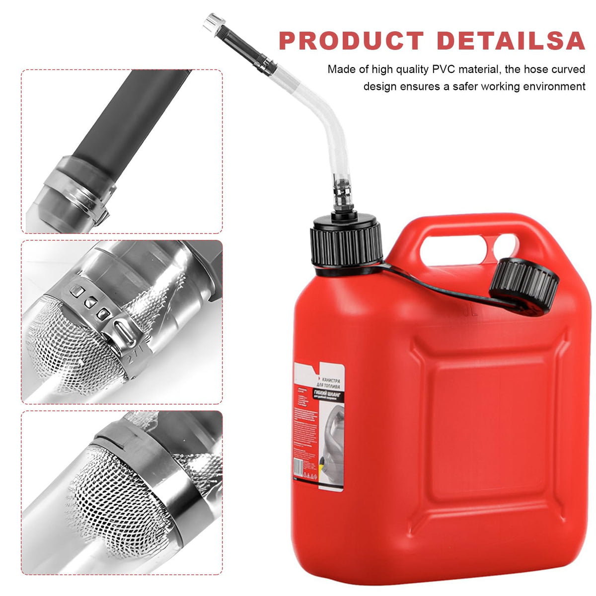 2PCS Clear Fuel Filler Jug Hose Quick Fill Spout I4982