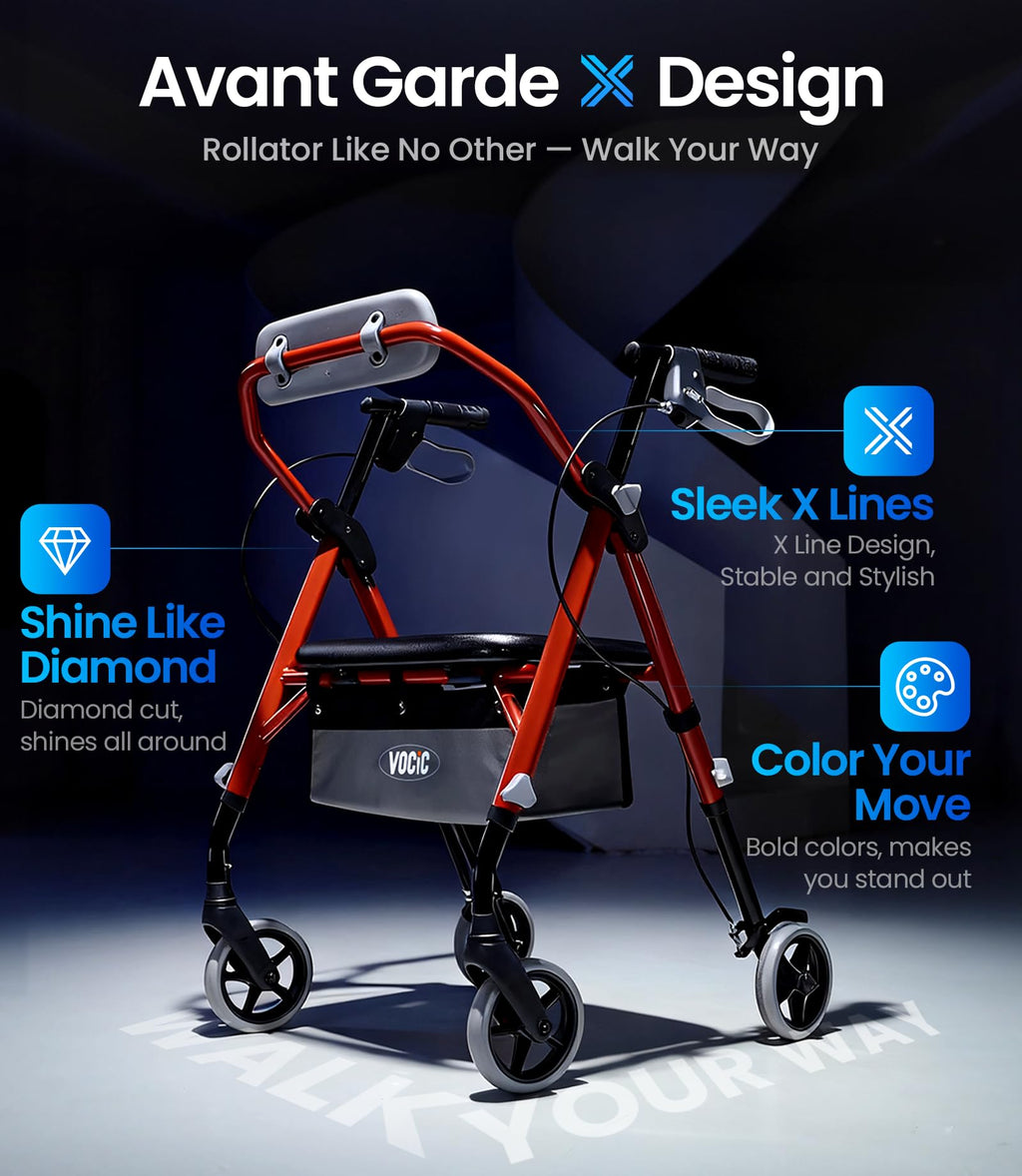 Foldable Rollator Walker with Seat M3875