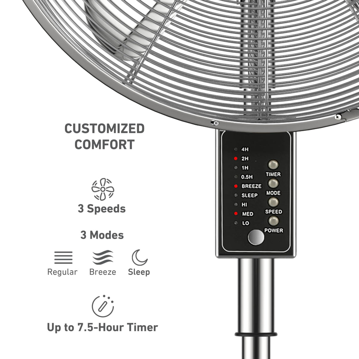 16" Digital Metal Stand Fan 3-Speed Oscillation M47693